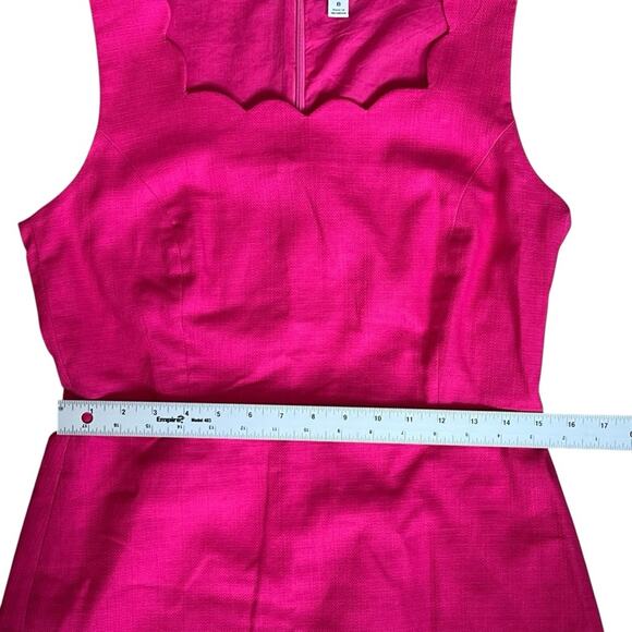 J. Crew Women’s Sz 8 Pink Scalloped Square Neck Dress Basketweave Sleeveless - Picture 14 of 16